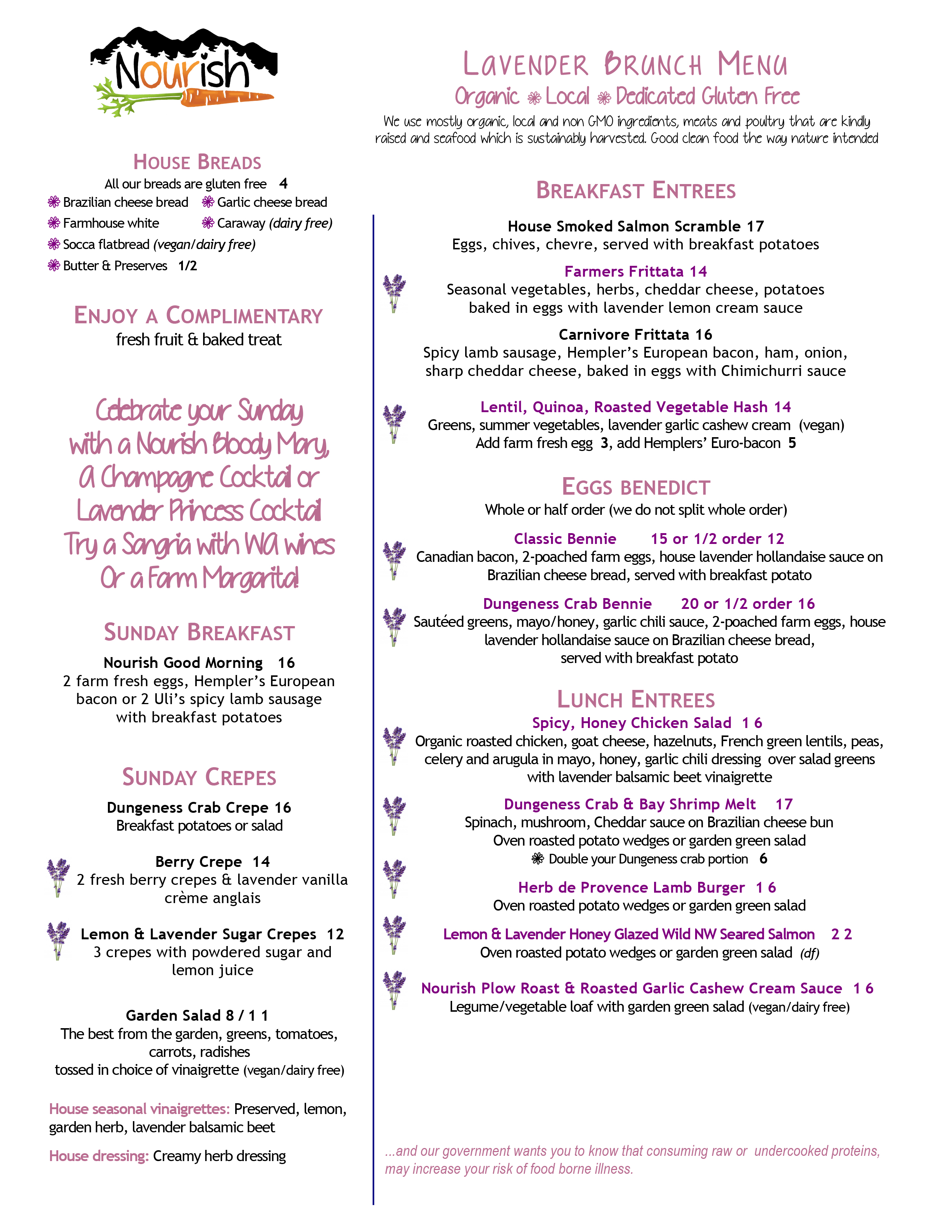 Aviary By Lavender Falls Cafe Menu - hifpvam